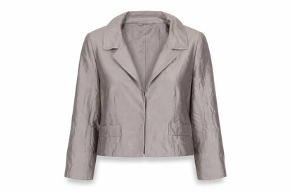 Fenn Wright Manson Women's Grey Silk Cropped Blazer Size 12