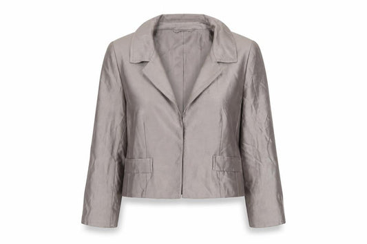 Fenn Wright Manson Women's Grey Silk Cropped Blazer Size 12