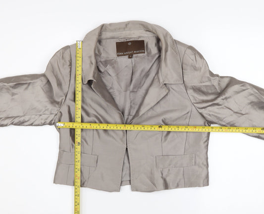 Fenn Wright Manson Women's Grey Silk Cropped Blazer Size 12