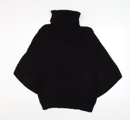 Womens UK Size M/L Boohoo Black Cape Jumper