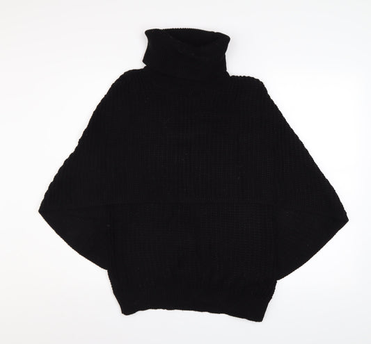 Womens UK Size M/L Boohoo Black Cape Jumper