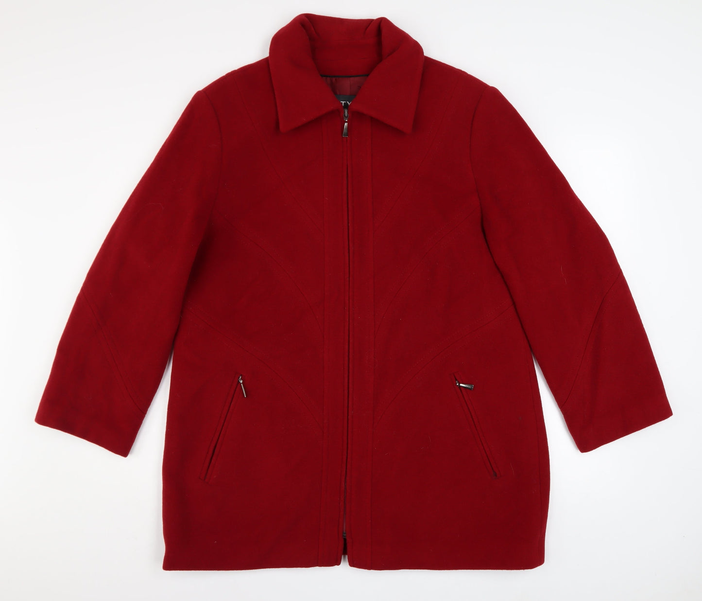 Womens UK Size 14 Style Red Overcoat
