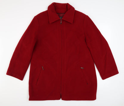 Womens UK Size 14 Style Red Overcoat