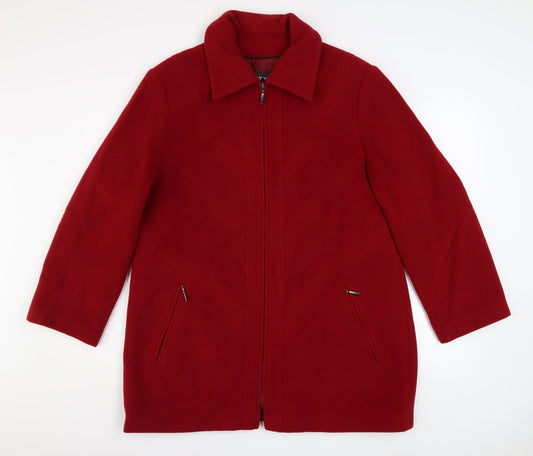 Womens UK Size 14 Style Red Overcoat
