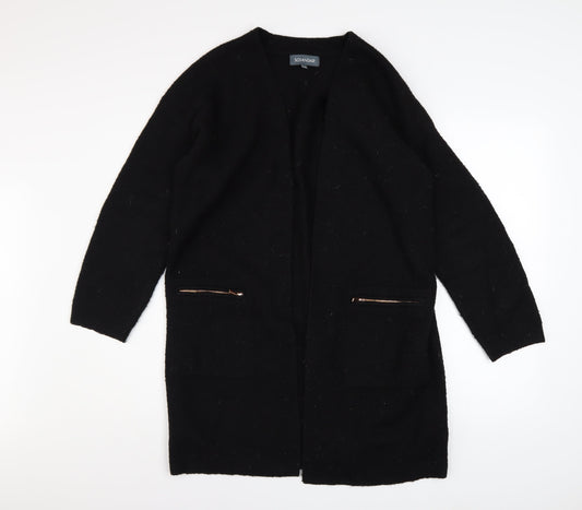 Sosandar Women’s Black Longline Zip Pocket Knit Cardigan Size 10