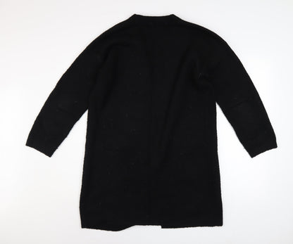 Sosandar Women’s Black Longline Zip Pocket Knit Cardigan Size 10