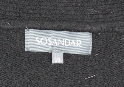 Sosandar Women’s Black Longline Zip Pocket Knit Cardigan Size 10