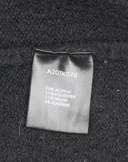 Sosandar Women’s Black Longline Zip Pocket Knit Cardigan Size 10