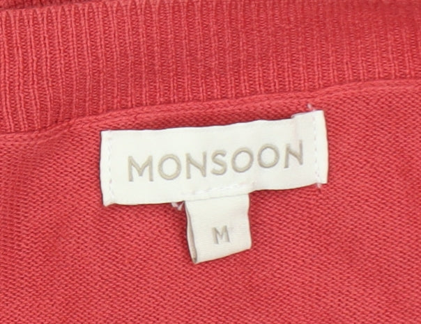 Womens UK Size M Monsoon Red Cardigan Jumper