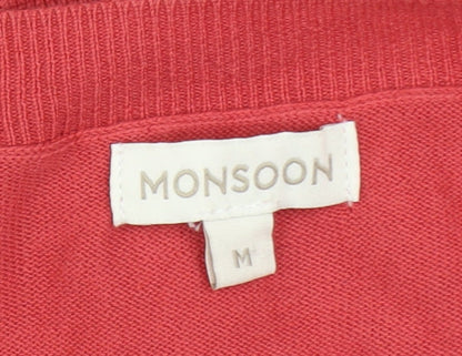 Womens UK Size M Monsoon Red Cardigan Jumper