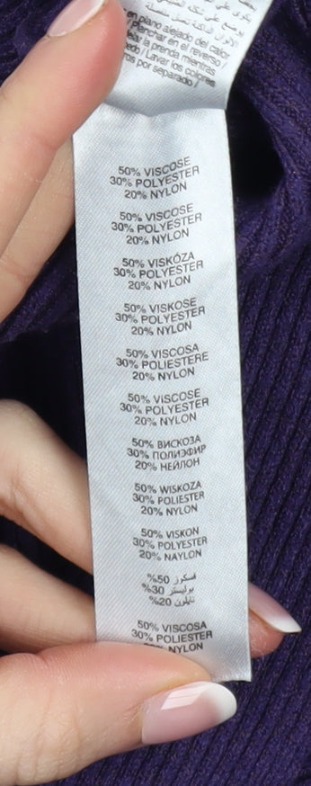 Womens UK Size 10 Apricot Purple Pullover Jumper