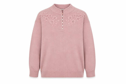 Womens UK Size 16 Classics Pink Henley Jumper