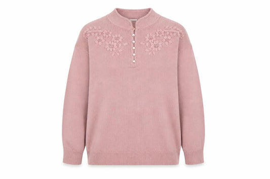 Womens UK Size 16 Classics Pink Henley Jumper