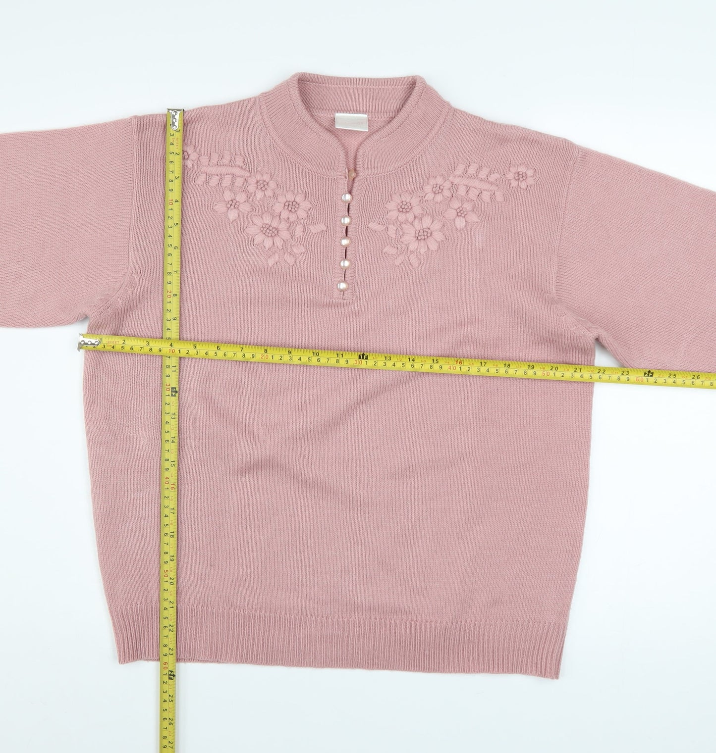 Womens UK Size 16 Classics Pink Henley Jumper