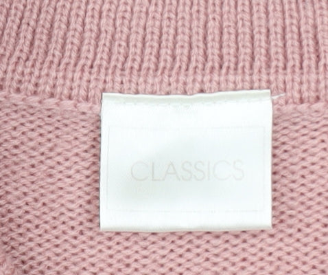 Womens UK Size 16 Classics Pink Henley Jumper