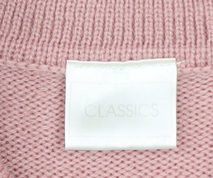 Womens UK Size 16 Classics Pink Henley Jumper