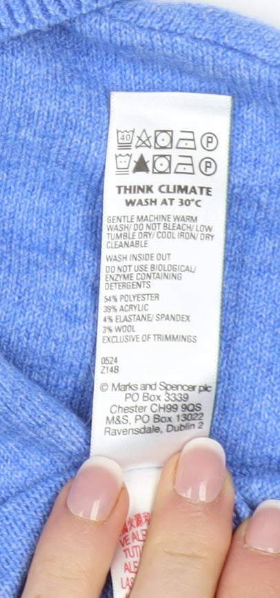 Womens UK Size S Marks and Spencer Blue Pullover Jumper