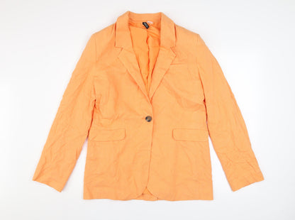 H&M Divided Women's Orange Linen Blend Blazer 3XS