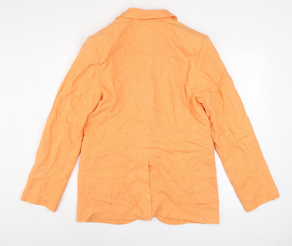 H&M Divided Women's Orange Linen Blend Blazer 3XS