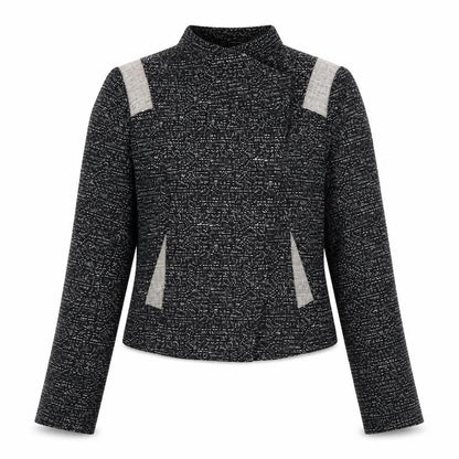 Gharani Strok Women Black Tweed Blazer Jacket UK 12 Regular Fit