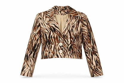 I Saw It First Women's Brown Animal Print Cropped Blazer Size 8