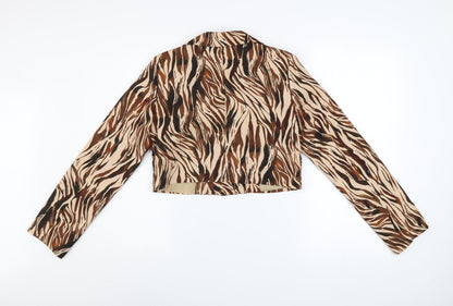 I Saw It First Women's Brown Animal Print Cropped Blazer Size 8