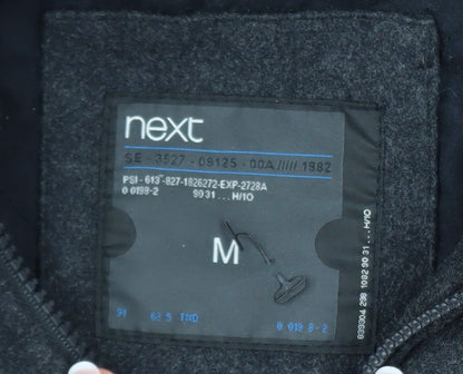 Next Men's Black Wool Blend Duffle Coat Size M Hooded Mid-Length Warm