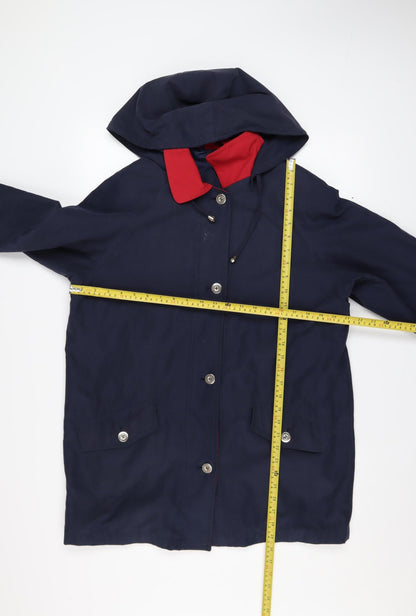 Mackays Women's Blue Hooded Mid-Length Rain Coat Size S