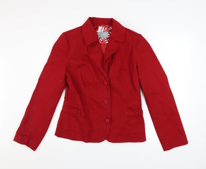 Marks and Spencer Per Una Red Cotton Blazer Jacket Women Size 12
