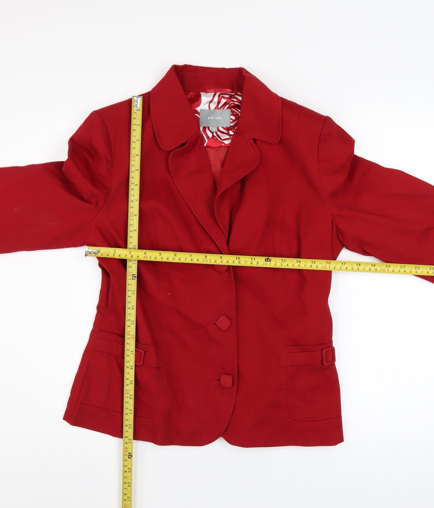 Marks and Spencer Per Una Red Cotton Blazer Jacket Women Size 12