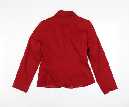Marks and Spencer Per Una Red Cotton Blazer Jacket Women Size 12