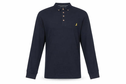 Brave Soul Men's Black Long Sleeve Cotton Polo Shirt Size L