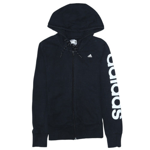 Womens UK Size XS adidas Black Full Zip Hoodie