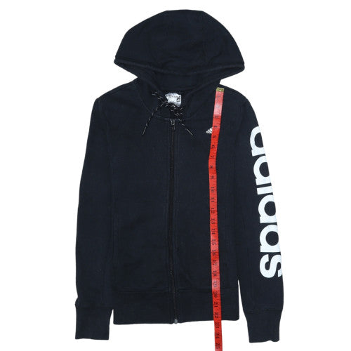 Womens UK Size XS adidas Black Full Zip Hoodie