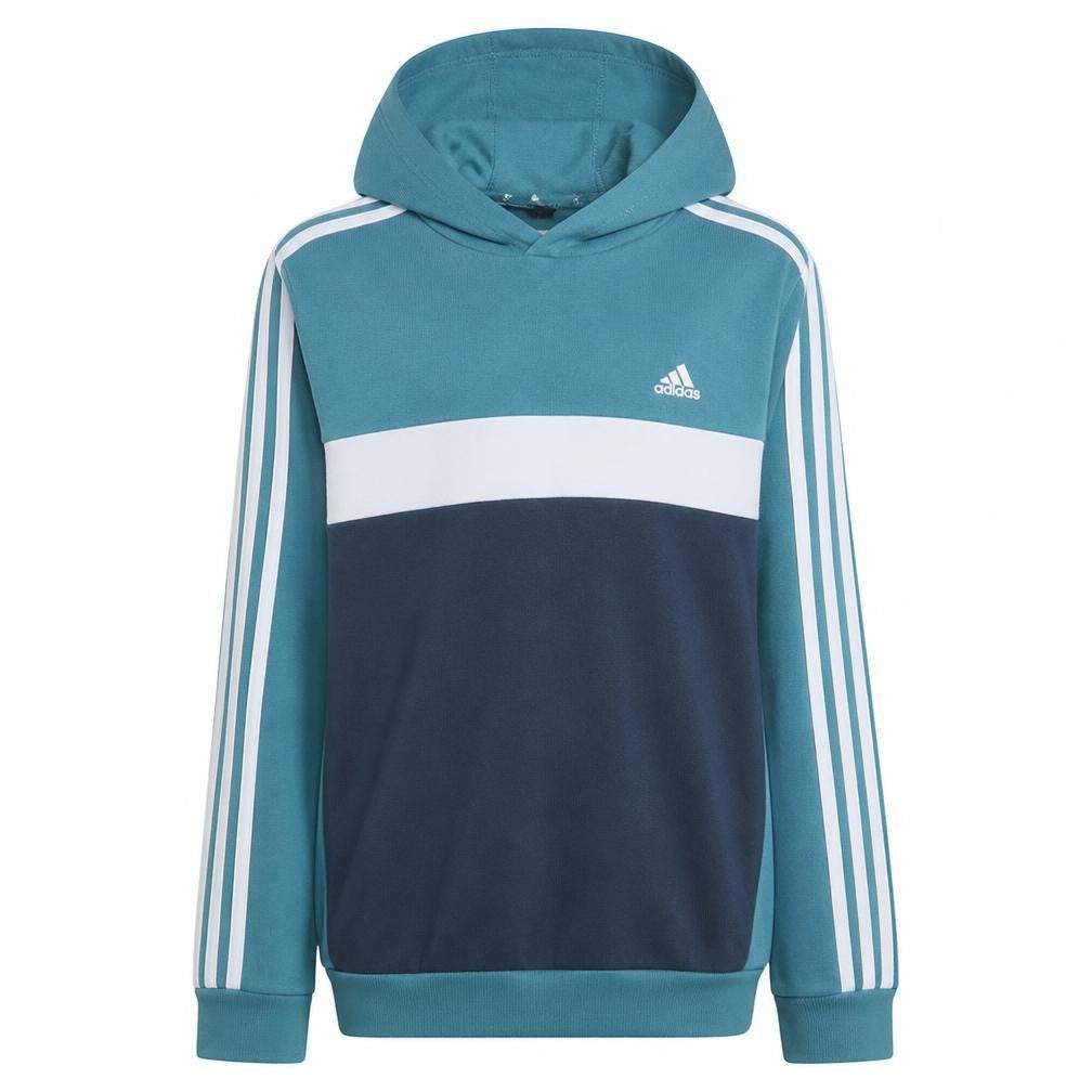 Front view of Adidas boys’ blue hooded pullover hoodie 164 long sleeve sweatshirt