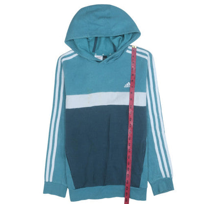 Adidas Boys Blue Hooded Pullover Hoodie 164 Long Sleeve Sweatshirt