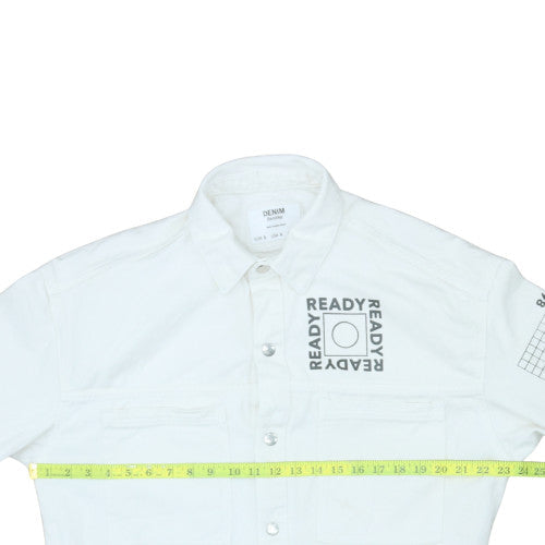 Mens UK Size S Bershka White Basic Jacket