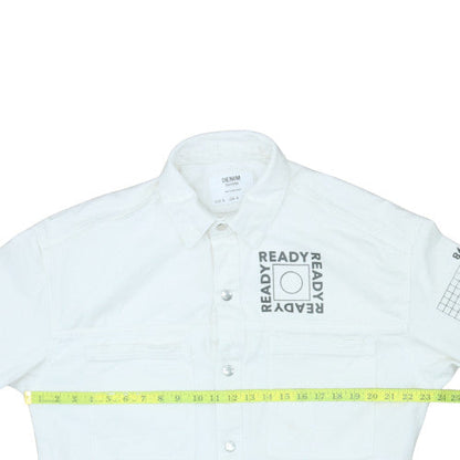Mens UK Size S Bershka White Basic Jacket