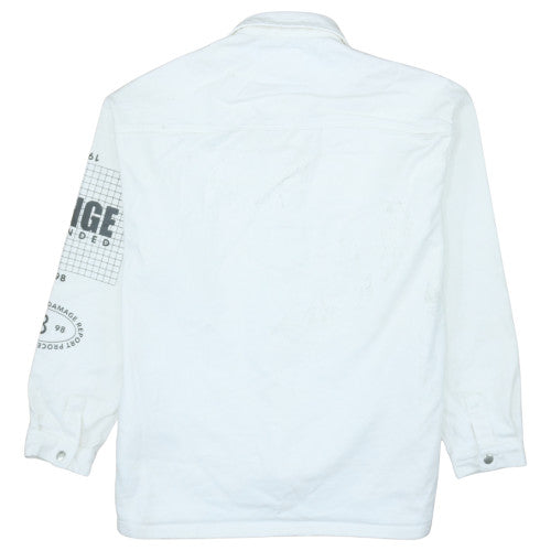 Mens UK Size S Bershka White Basic Jacket