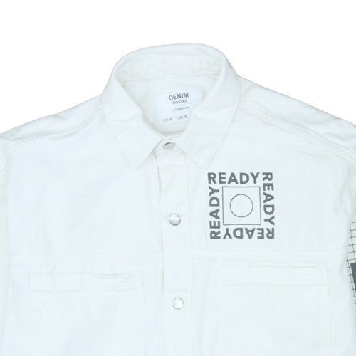 Mens UK Size S Bershka White Basic Jacket