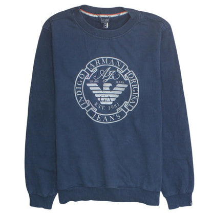 Mens UK Size M Armani Jeans Blue Pullover Sweatshirt