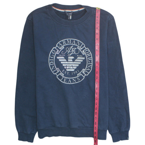 Mens UK Size M Armani Jeans Blue Pullover Sweatshirt