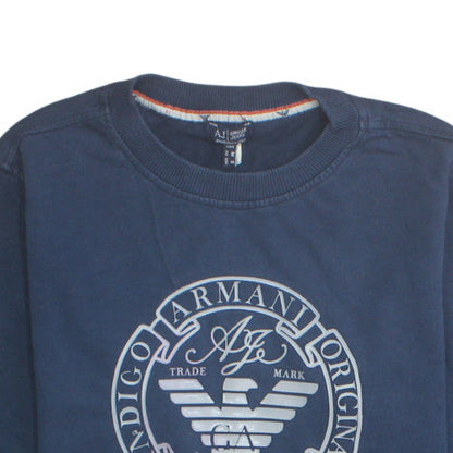 Mens UK Size M Armani Jeans Blue Pullover Sweatshirt
