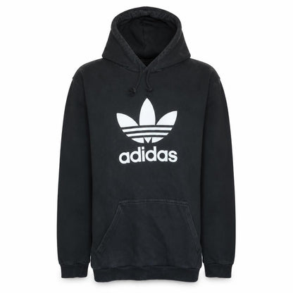 Front view of Adidas men’s black pullover hoodie l sports fleece sweatshirt