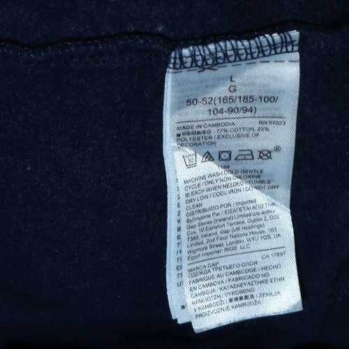 Gap Men Blue Pullover Hoodie L Fleece Logo Regular Fit