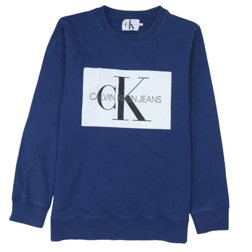 Mens UK Size 2XL Calvin Klein Jeans Blue Pullover Sweatshirt