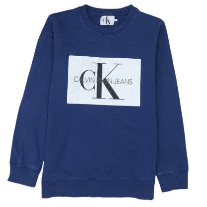 Mens UK Size 2XL Calvin Klein Jeans Blue Pullover Sweatshirt