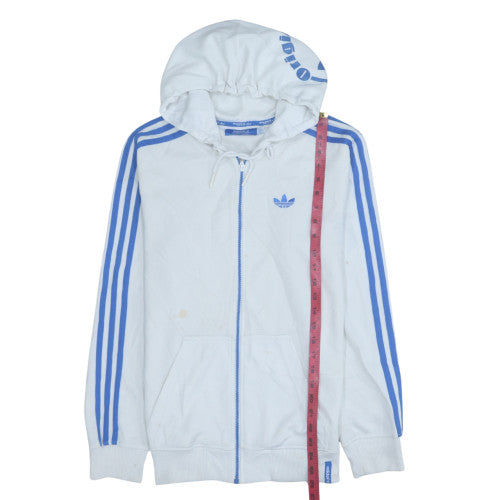 Mens UK Size S adidas White Full Zip Hoodie