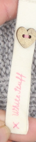 White Stuff Womens Grey Cable-Knit Jumper Size 8 Scoop Neck Pullover