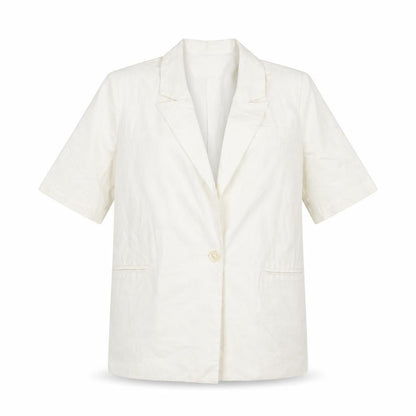 4th & Reckless Women's Ivory Short Sleeve Linen Blend Blazer UK 8